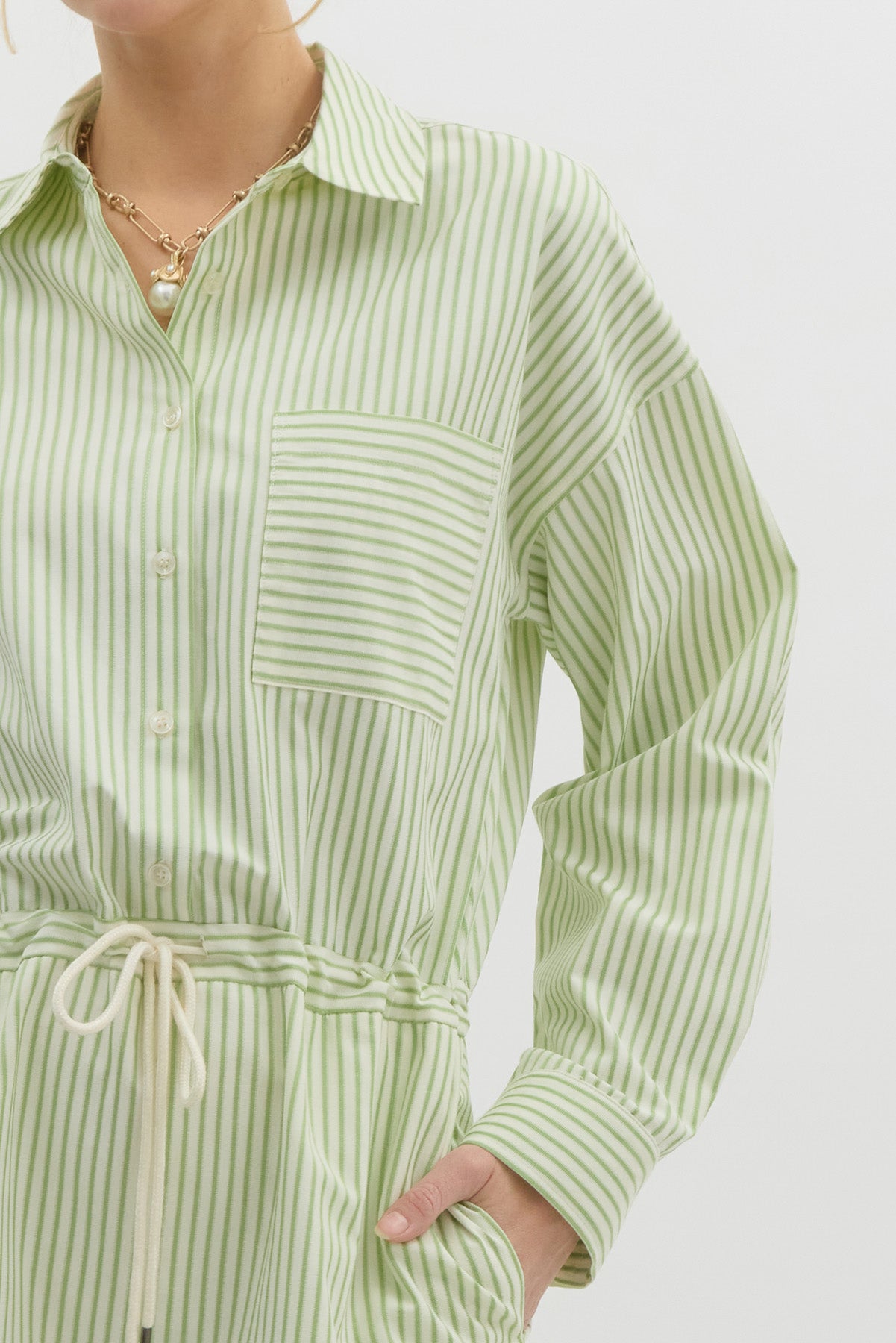 Apple Green Button Down Romper