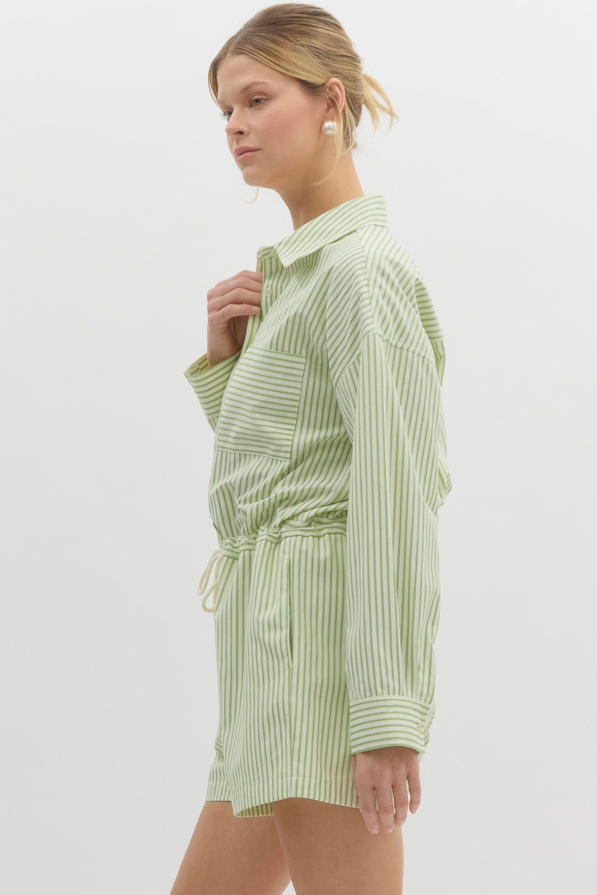 Apple Green Button Down Romper