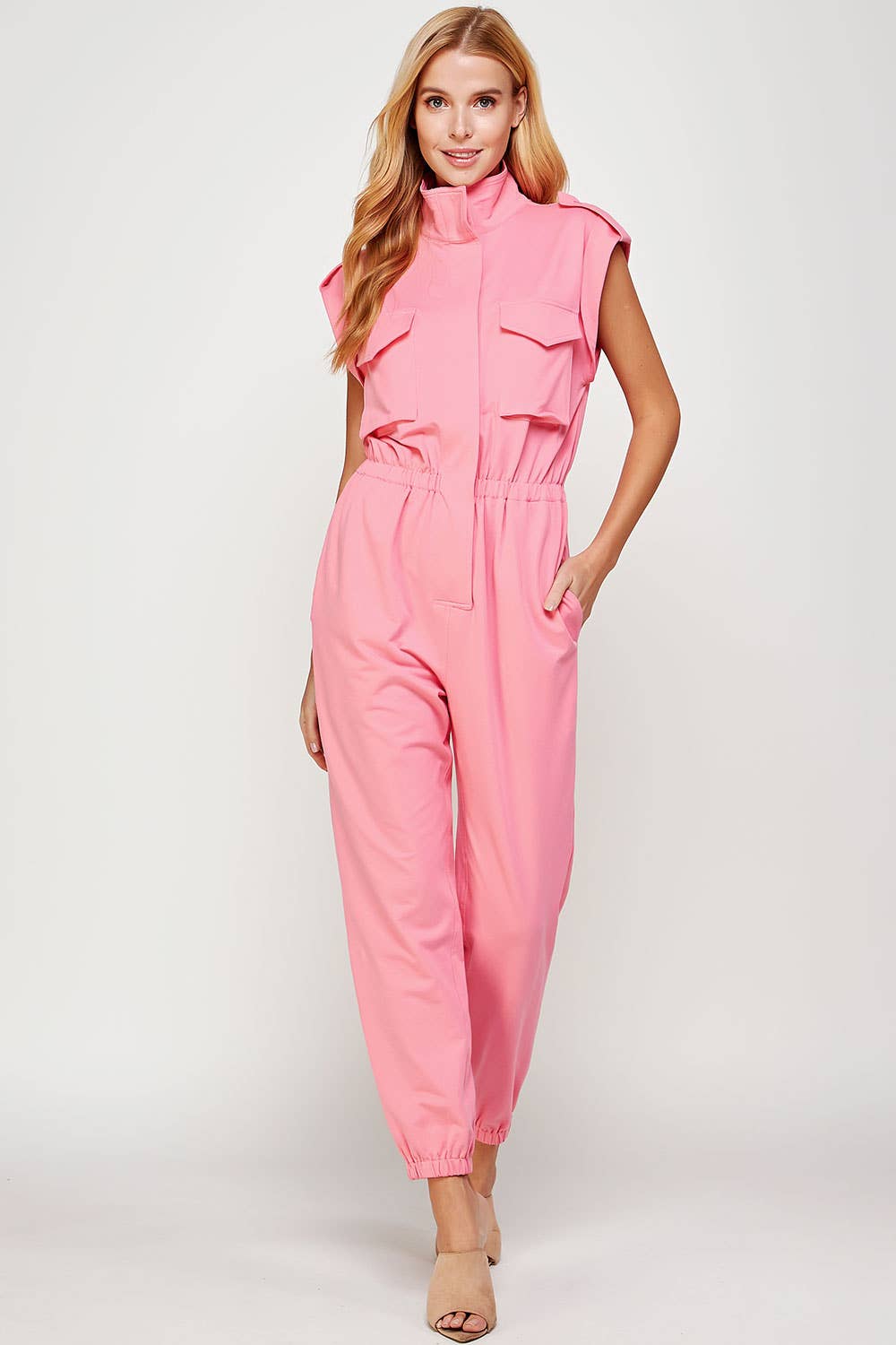 Mock Neck Sleeveless Jogger Jumpsuit