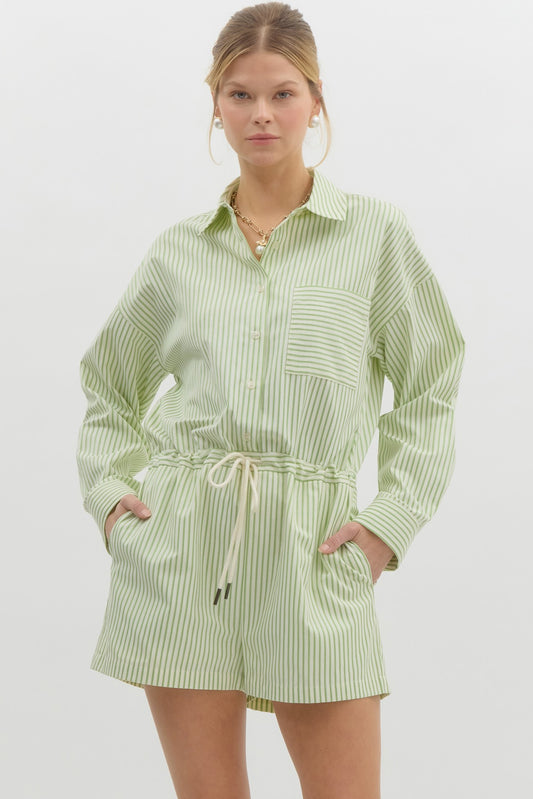 Apple Green Button Down Romper