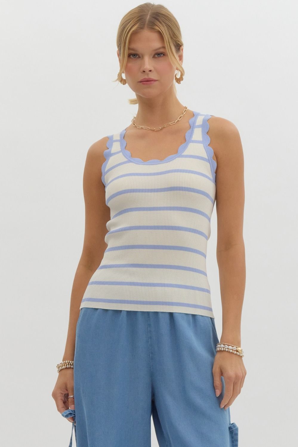 Scalloped Scoop Neck Tank