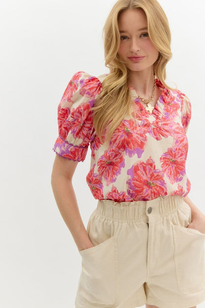 Puff Sleeve Floral Blouse